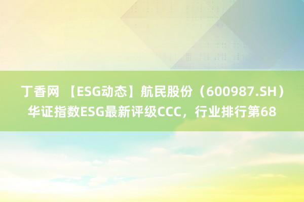 丁香网 【ESG动态】航民股份（600987.SH）华证指数ESG最新评级CCC，行业排行第68