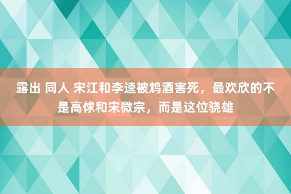 露出 同人 宋江和李逵被鸩酒害死，最欢欣的不是高俅和宋微宗，而是这位骁雄