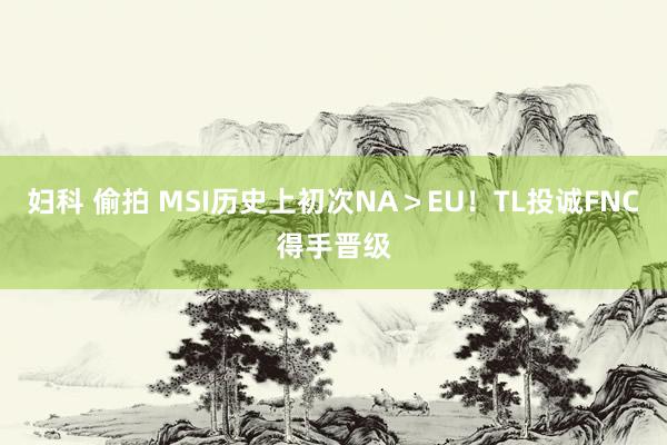 妇科 偷拍 MSI历史上初次NA＞EU！TL投诚FNC得手晋级