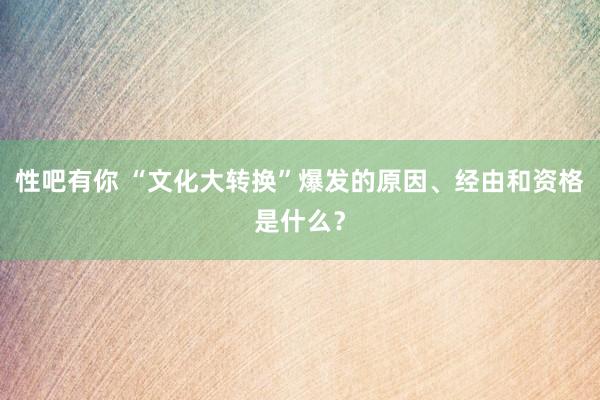 性吧有你 “文化大转换”爆发的原因、经由和资格是什么？