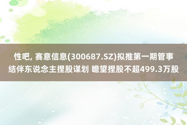 性吧， 赛意信息(300687.SZ)拟推第一期管事结伴东说念主捏股谋划 瞻望捏股不超499.3万股