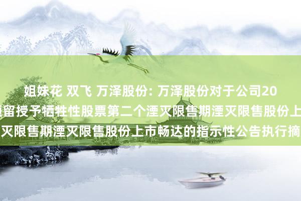 姐妹花 双飞 万泽股份: 万泽股份对于公司2020年股权激勉测度打算预留授予牺牲性股票第二个湮灭限售期湮灭限售股份上市畅达的指示性公告执行摘抄