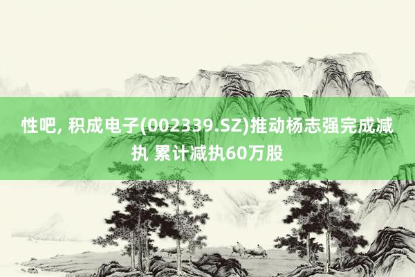 性吧， 积成电子(002339.SZ)推动杨志强完成减执 累计减执60万股