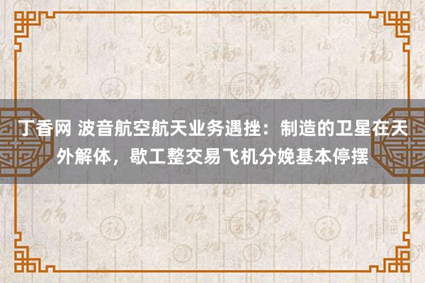 丁香网 波音航空航天业务遇挫：制造的卫星在天外解体，歇工整交易飞机分娩基本停摆