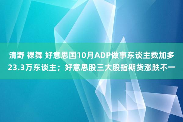 清野 裸舞 好意思国10月ADP做事东谈主数加多23.3万东谈主；好意思股三大股指期货涨跌不一