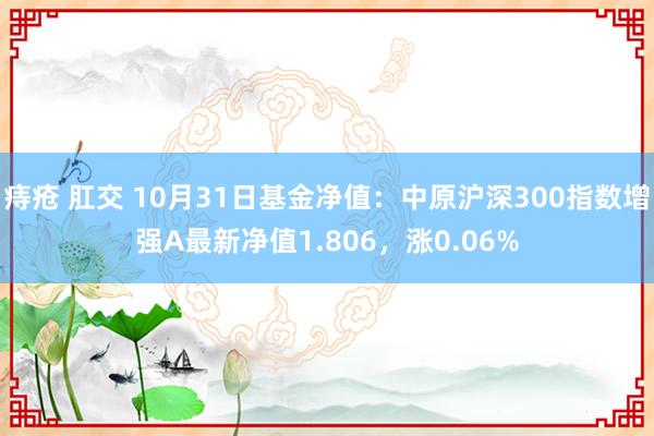 痔疮 肛交 10月31日基金净值：中原沪深300指数增强A最新净值1.806，涨0.06%