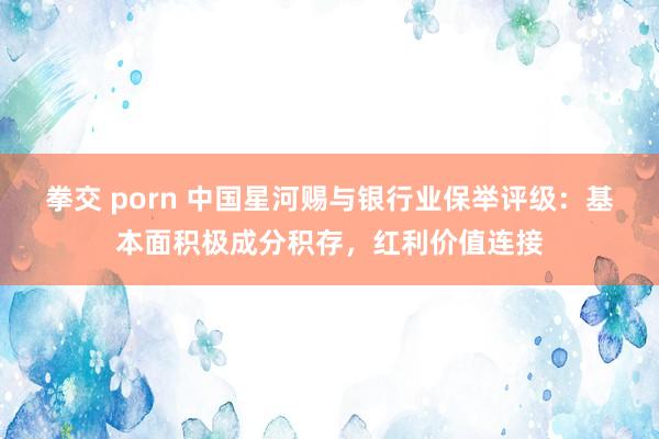 拳交 porn 中国星河赐与银行业保举评级：基本面积极成分积存，红利价值连接